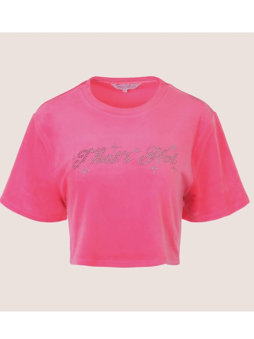 Paris Hilton Large Top Cropped That’s Hot Pearl Blush Pink Velour NWT